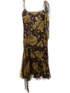 Christian Dior Vintage Floral Print Asymmetric Dress