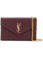 Saint Laurent Envelope Chain Clutch Bag - Red