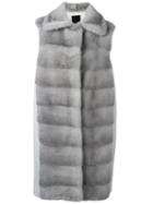 Liska Long Gillet, Women's, Size: Medium, Grey, Mink Fur/cashmere