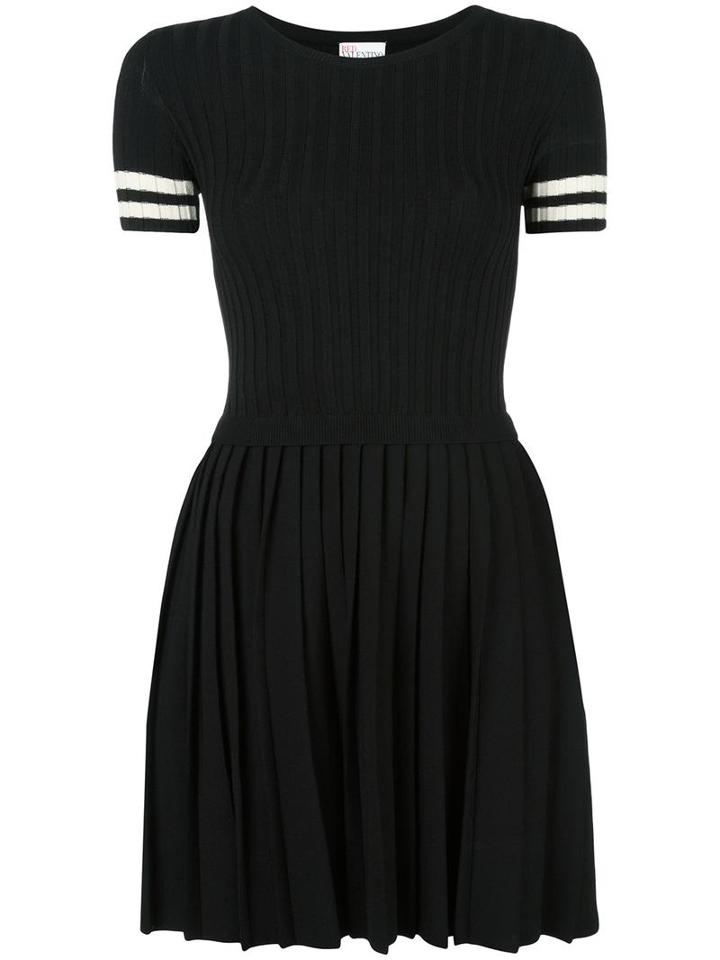 Red Valentino Striped Detail Flared Dress, Women's, Size: Medium, Black, Viscose/polyamide