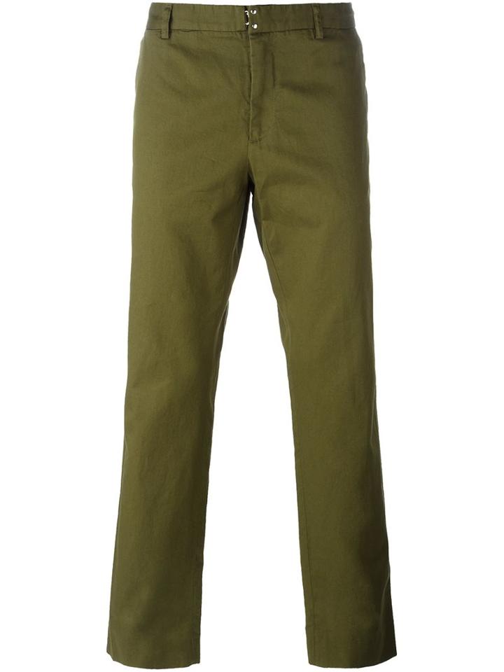 Maison Margiela Classic Chino Trousers, Men's, Size: 52, Green, Cotton/linen/flax