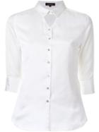 Loveless Keyhole Panel Button Down Shirt, Women's, Size: 36, White, Cotton/polyester