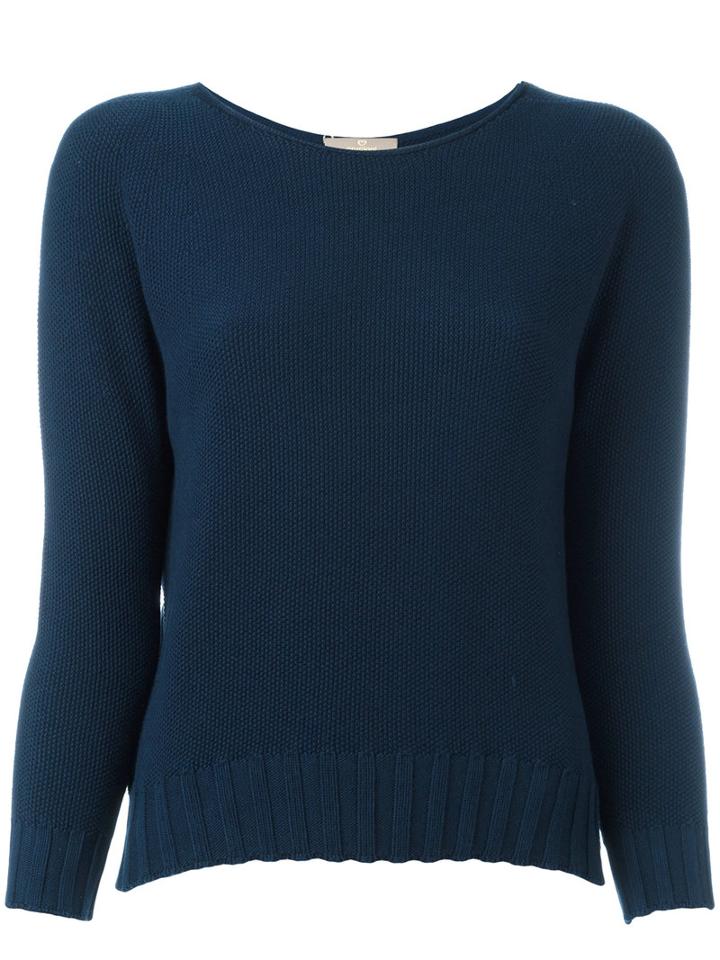 Cruciani Boat Neck Jumper, Women's, Size: 44, Blue, Cotton