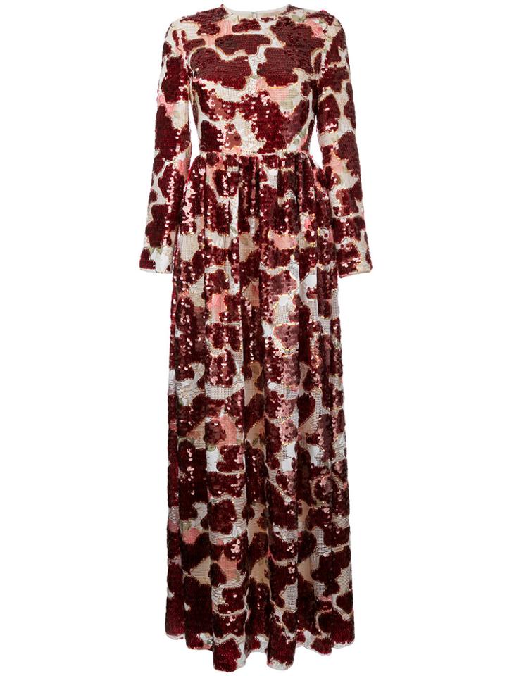 Huishan Zhang Long Sequin Dress - Red