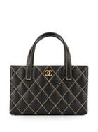 Chanel Vintage Wild Stitch Quilted Tote Bag - Black
