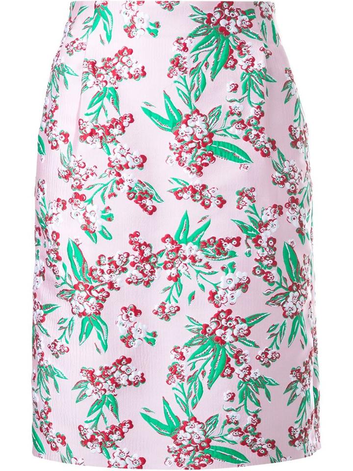 Jonathan Saunders Floral Jacquard 'sylvia' Skirt, Women's, Size: 36, Pink/purple, Silk/polyester/acetate