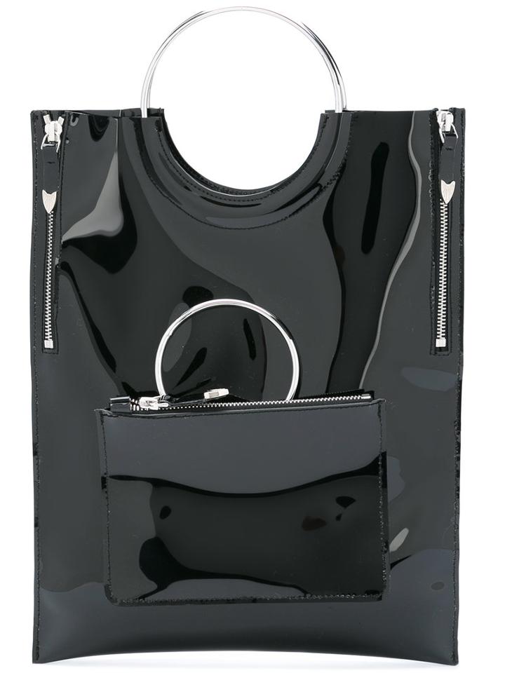 Toga Ring Handle Vinyl Tote Bag, Women's, Black, Vinyl