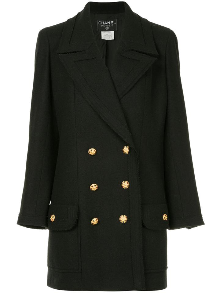 Chanel Vintage Low Waist Double-breasted Coat - Black