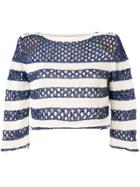 Balmain Striped Open Knit Jumper - Blue