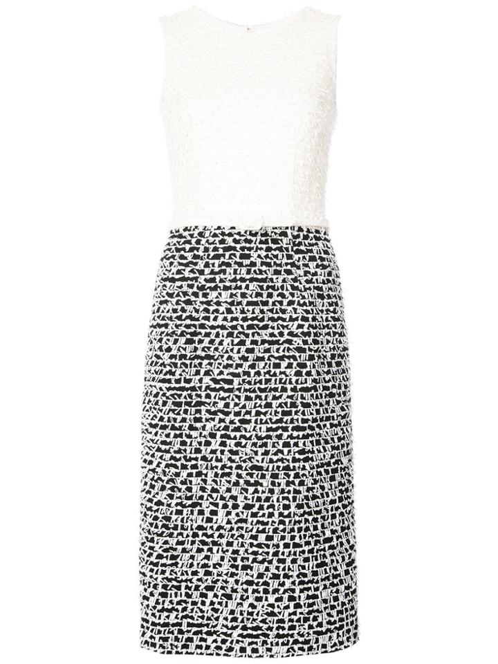 Oscar De La Renta Two-tone Textured Pencil Dress - Black