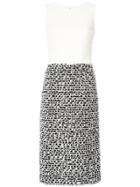 Oscar De La Renta Two-tone Textured Pencil Dress - Black