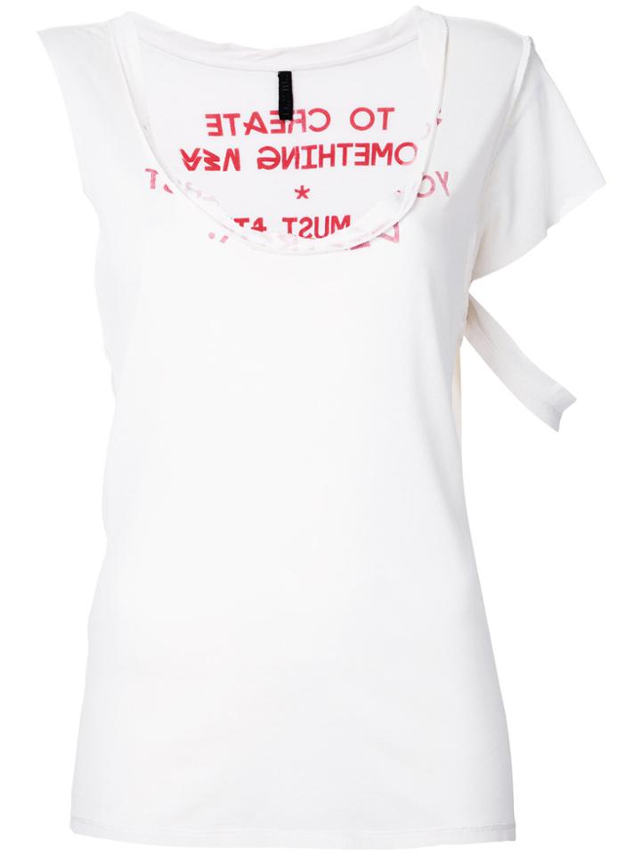 Unravel Project Distressed One-sleeve T-shirt - Nude & Neutrals