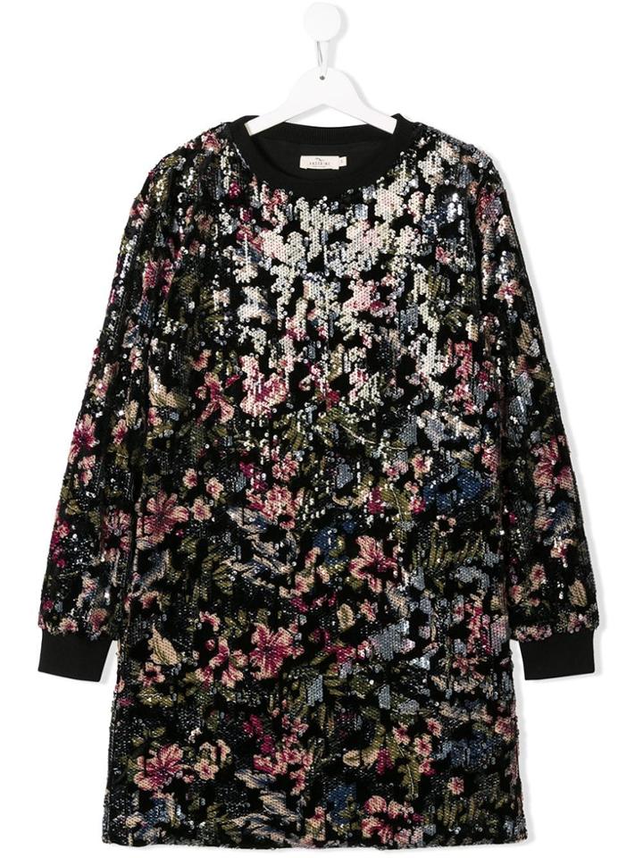 Andorine Teen Sequinned Sweater Dress - Black