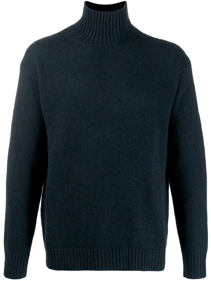 Laneus Turtleneck Knit Sweater - Blue