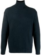 Laneus Turtleneck Knit Sweater - Blue