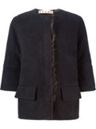 Marni Three-quarter Length Sleeve Jacket, Women's, Size: 44, Black, Lamb Skin/lamb Fur