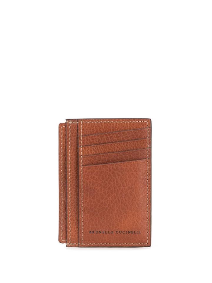 Brunello Cucinelli Logo Stamp Cardholder - Brown