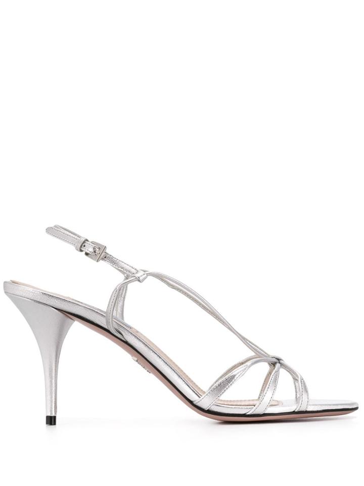 Prada Strappy Slingback Sandals - Silver