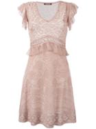 Roberto Cavalli Fine Knit Flared Dress, Women's, Size: 40, Pink/purple, Silk/polyamide/polyester/viscose