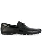 Versace Medusa Head And Greek Key Loafers - Black