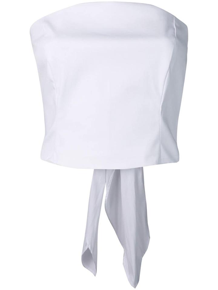 Sara Roka Cropped Poplin Top - White