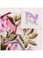 Salvatore Ferragamo Gancini And Flowers Print Scarf - Pink & Purple