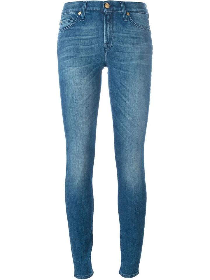 7 For All Mankind Skinny Jeans, Women's, Size: 31, Blue, Cotton/polyester/spandex/elastane