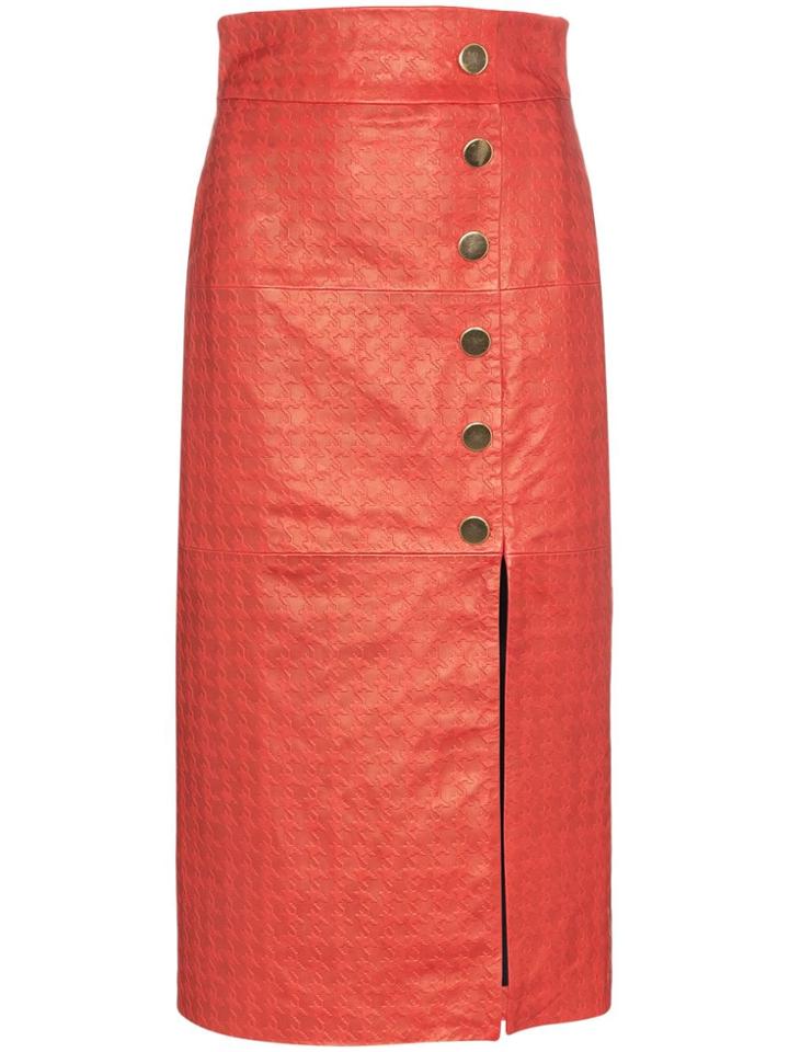 Skiim Lucy Houndstooth Pencil Skirt - Red