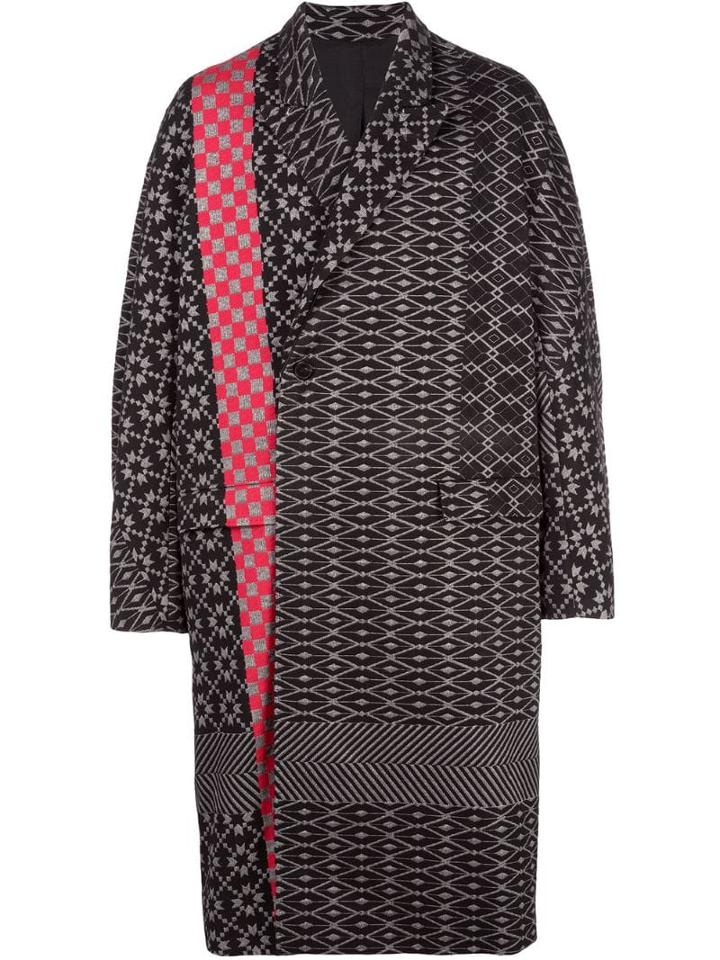 Haider Ackermann Off-centre Jacquard Coat - Black