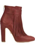 Maiyet Blake Fringe Heeled Booties, Women's, Size: 38, Red, Calf Leather/leather