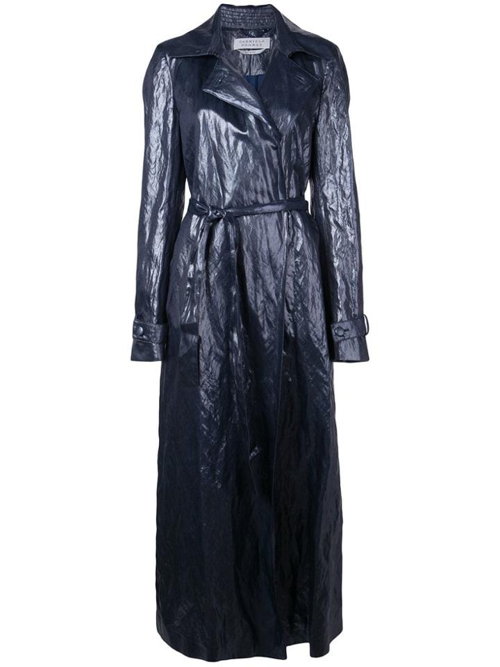 Gabriela Hearst Long Crumpled Coat - Blue