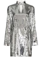 Tibi Avril Sequin-embellished Mini Dress - Silver