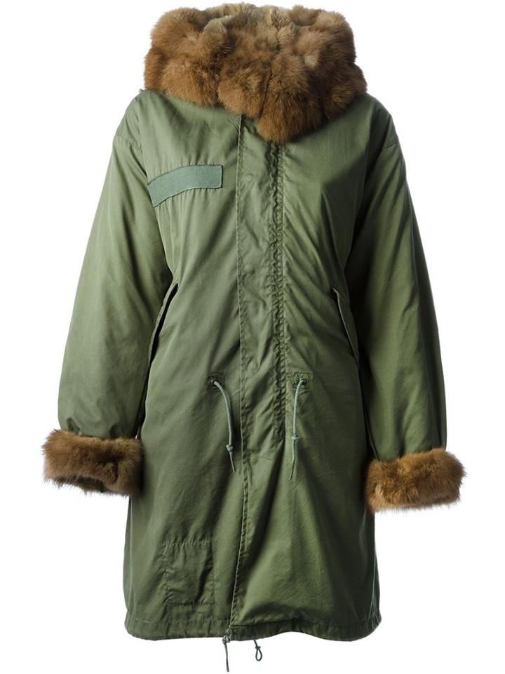 Liska Fur-trimmed Parka, Women's, Size: Large, Green, Cotton/mink Fur/polyester/sable