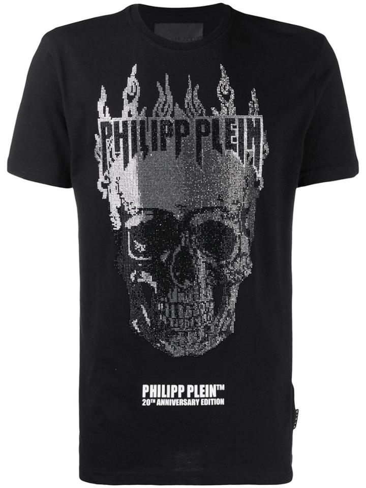 Philipp Plein Flame Embellished Skull T-shirt - Black