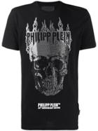 Philipp Plein Flame Embellished Skull T-shirt - Black