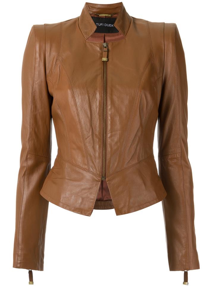 Tufi Duek Panelled Leather Jacket - Brown