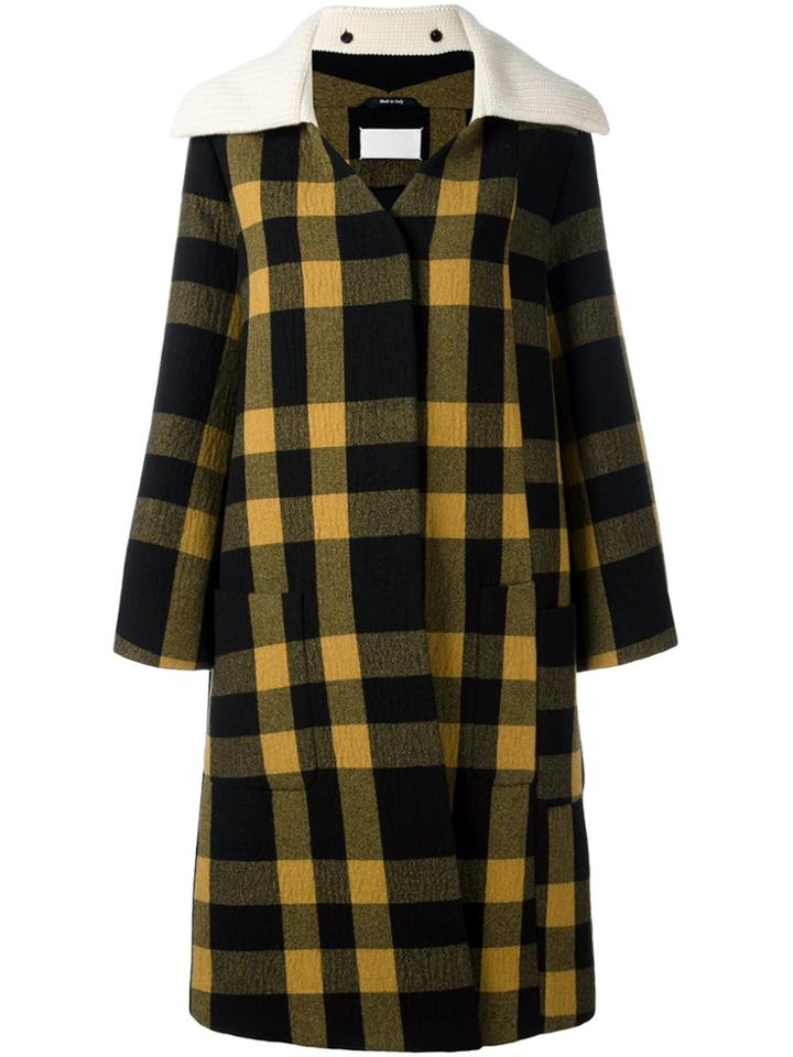 Maison Margiela Checked Oversize Cuff Coat - Black