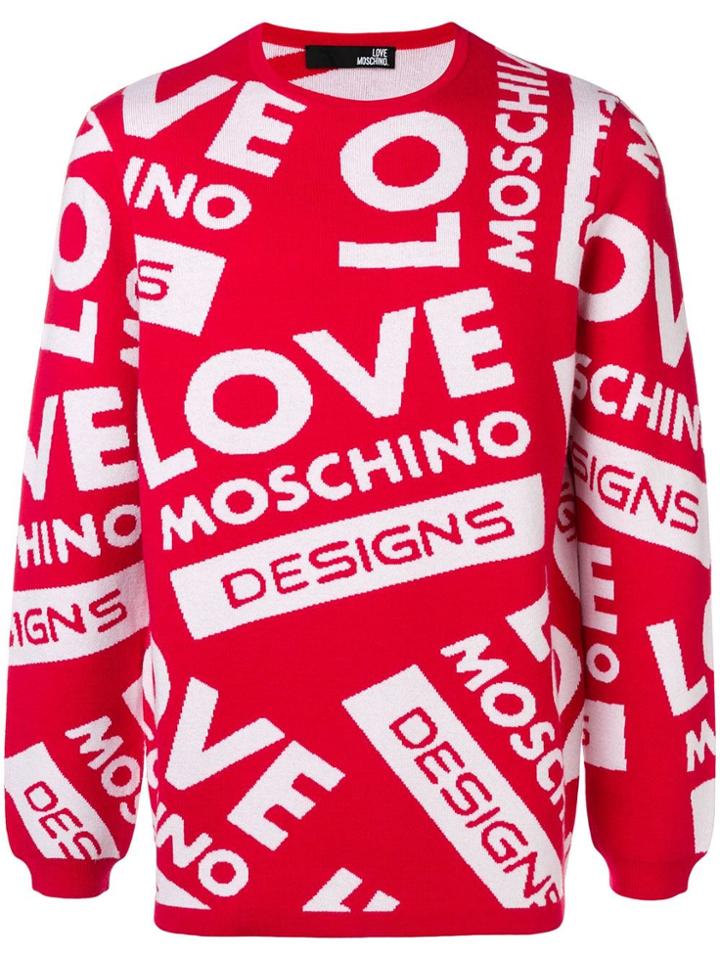 Love Moschino All Over Logo Sweater - Red