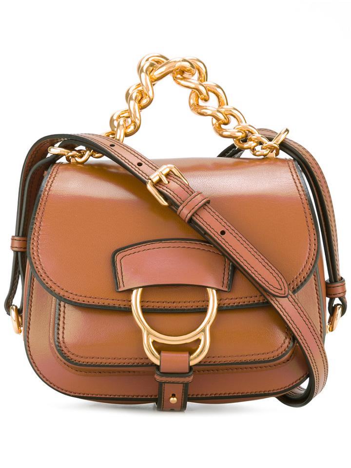Miu Miu Mini Buckled Shoulder Bag, Women's, Brown, Calf Leather