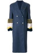 Ermanno Scervino Fur Trim Double-breasted Coat - Blue