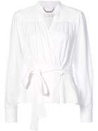 Chloé Tie Waist Mandarin Collar Blouse - White