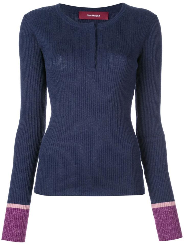 Sies Marjan Kate Lurex Henley Jumper - Blue