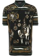 Dolce & Gabbana Royal Print Polo Shirt - Black