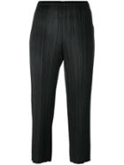 Pleats Please By Issey Miyake Pleated Cropped Trousers, Women's, Size: 5, Black, Polyester