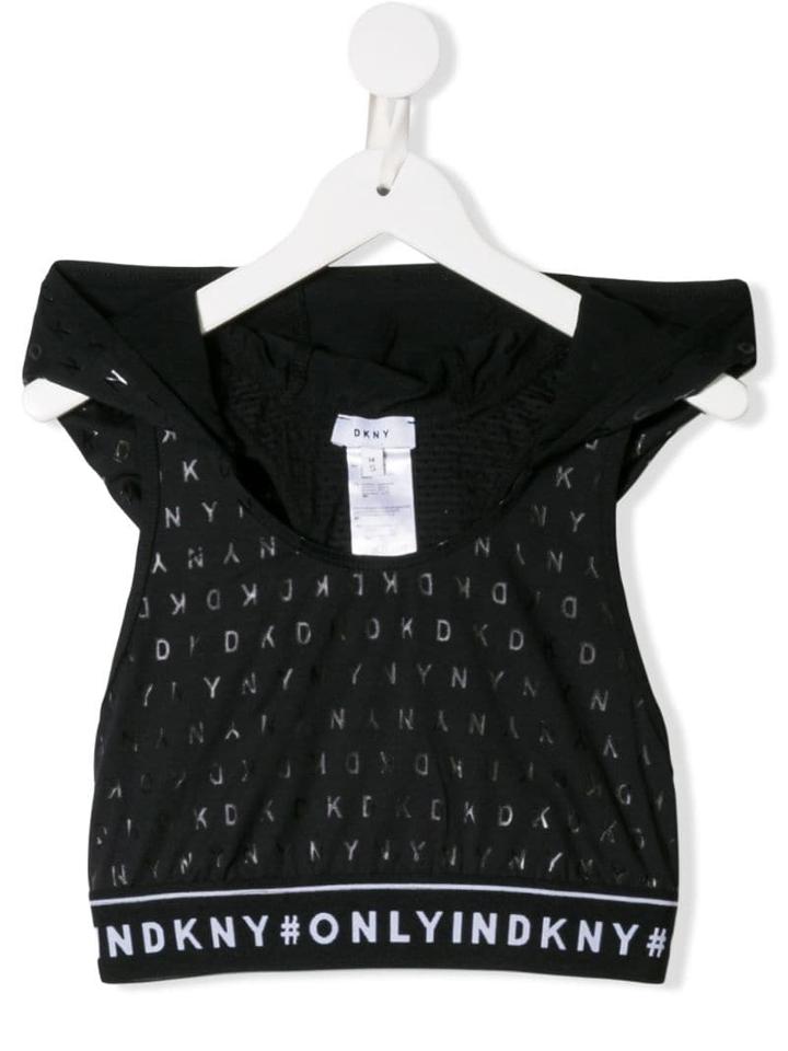 Dkny Kids Cropped Hooded Top - Black