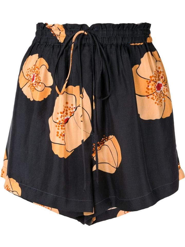 Acler Antol Poppy Print Shorts - Black