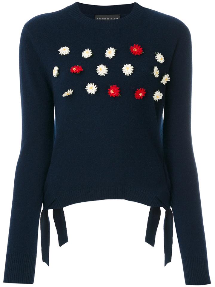 Cashmere In Love Cashmere Floral Embroidered Jumper - Blue