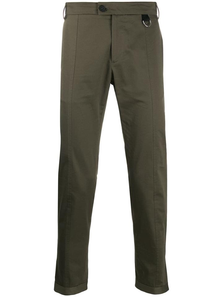 Les Hommes Touch Strap Ankle Trousers - Green
