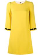 Dolce & Gabbana Macrame Lace Trim Dress, Women's, Size: 46, Yellow/orange, Viscose/acetate/cotton/silk