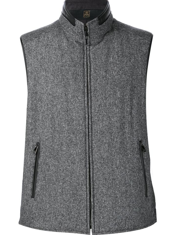 Corneliani Reversible Zipped Vest, Men's, Size: 54, Grey, Silk/cashmere/virgin Wool
